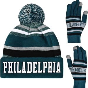 NWT Philadelphia Eagles Knit Beanie and Gloves Set